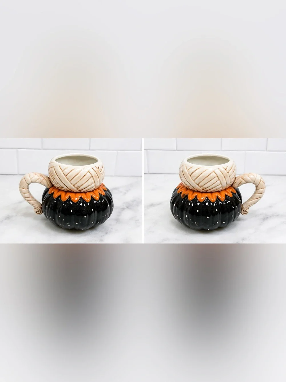 Pair NEW Johanna Parker Halloween Mummy Pumpkin Peeps Eye Jumbo Mug Set Of 2